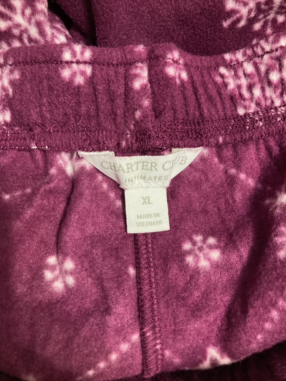 CHARTER CLUB Printed Drawstring Pajama Pants SNOWFLAKE PLUM XL