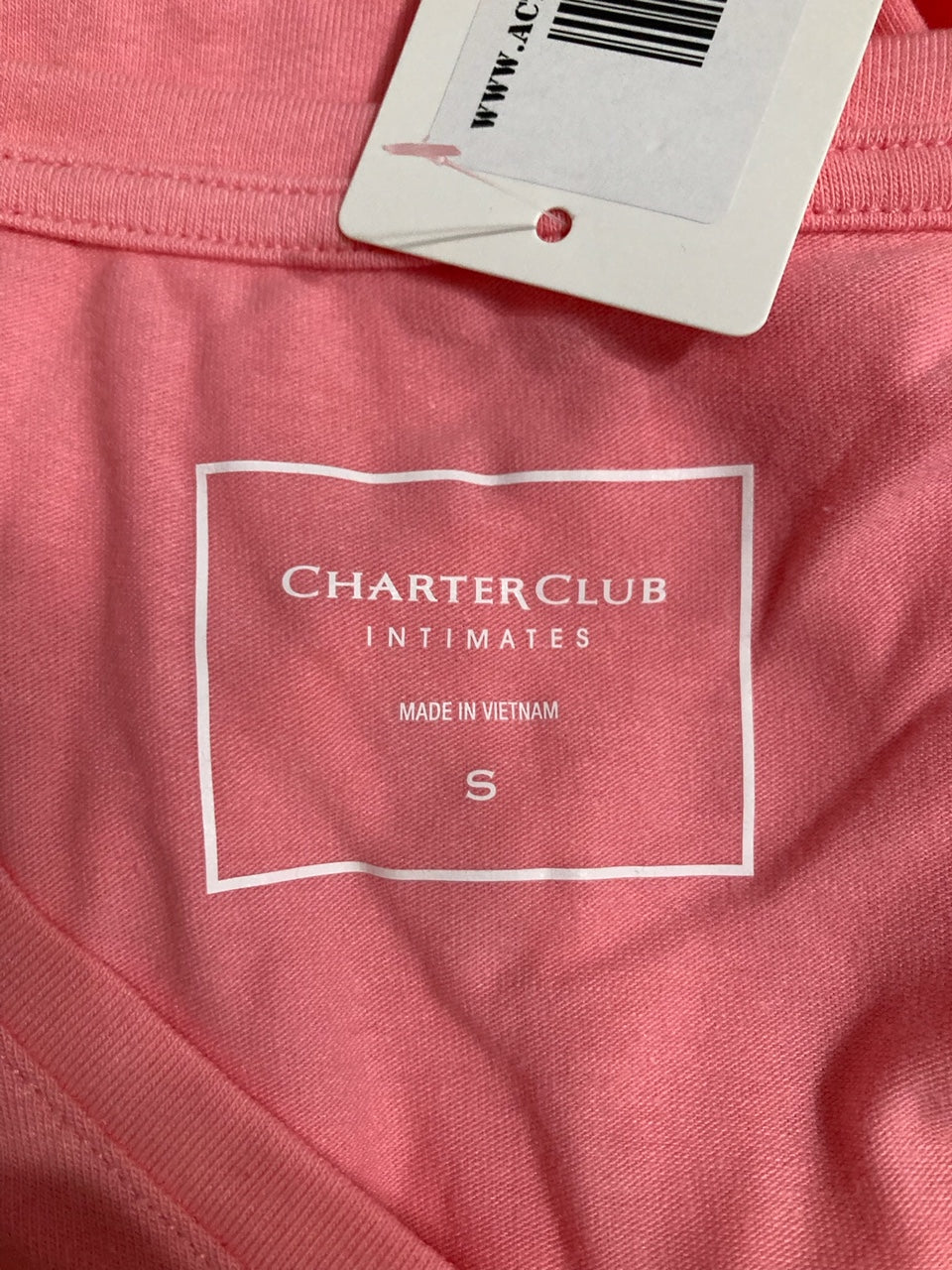CHARTER CLUB Solid V-Neck Short-Sleeve Sleepwear Top PINK S