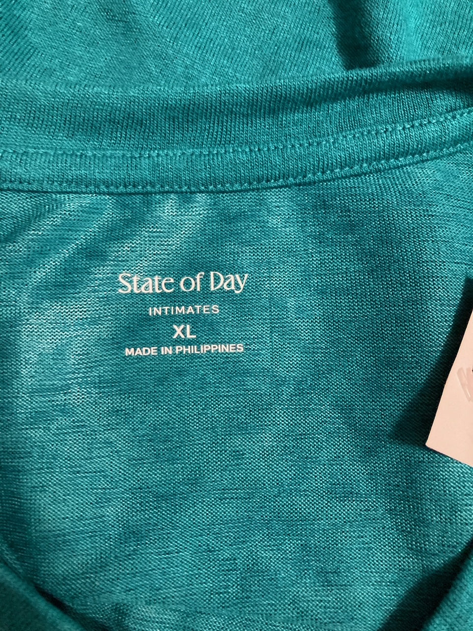 STATE OF DAY Silk Touch Short Sleeve Pajama Top TEAL SAPPHIRE XL