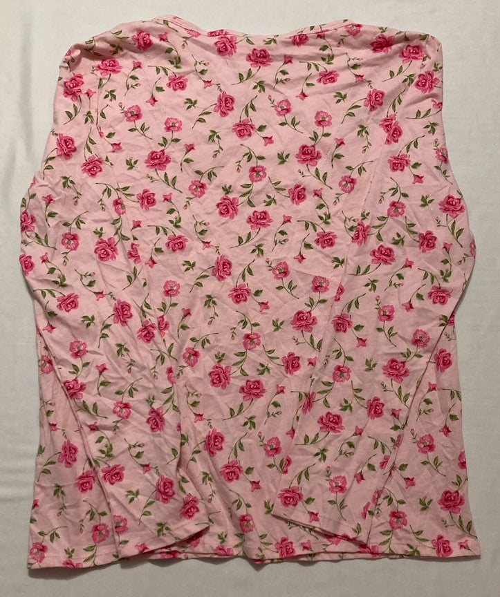 CHARTER CLUB Pajamas Top Sleeping Long Sleeve FLORAL PINK S
