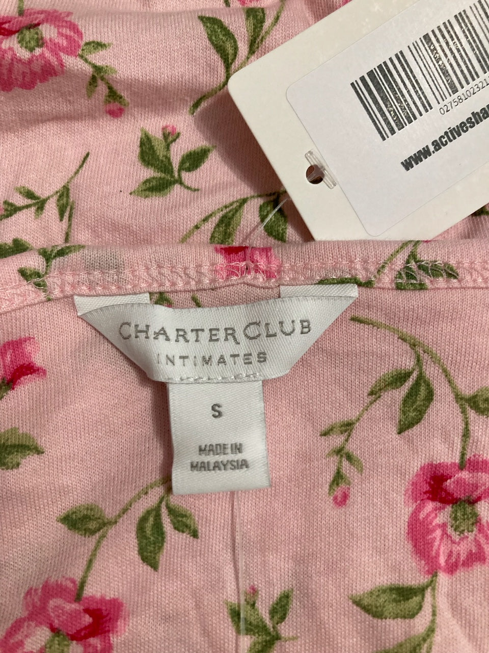 CHARTER CLUB Pajamas Top Sleeping Long Sleeve FLORAL PINK S