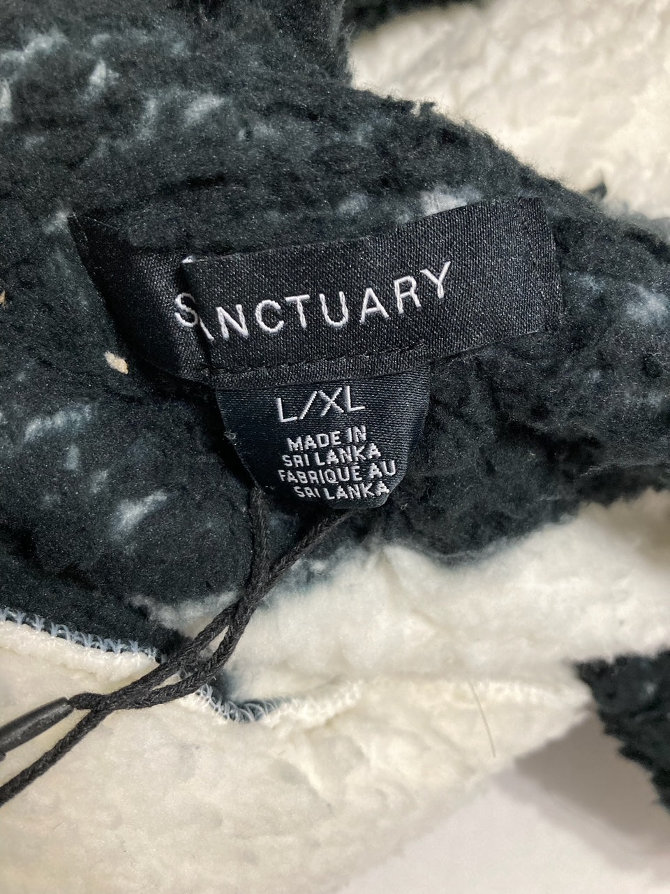 SANCTUARY Belted Checkered Fleece Robe BLACK L/XL