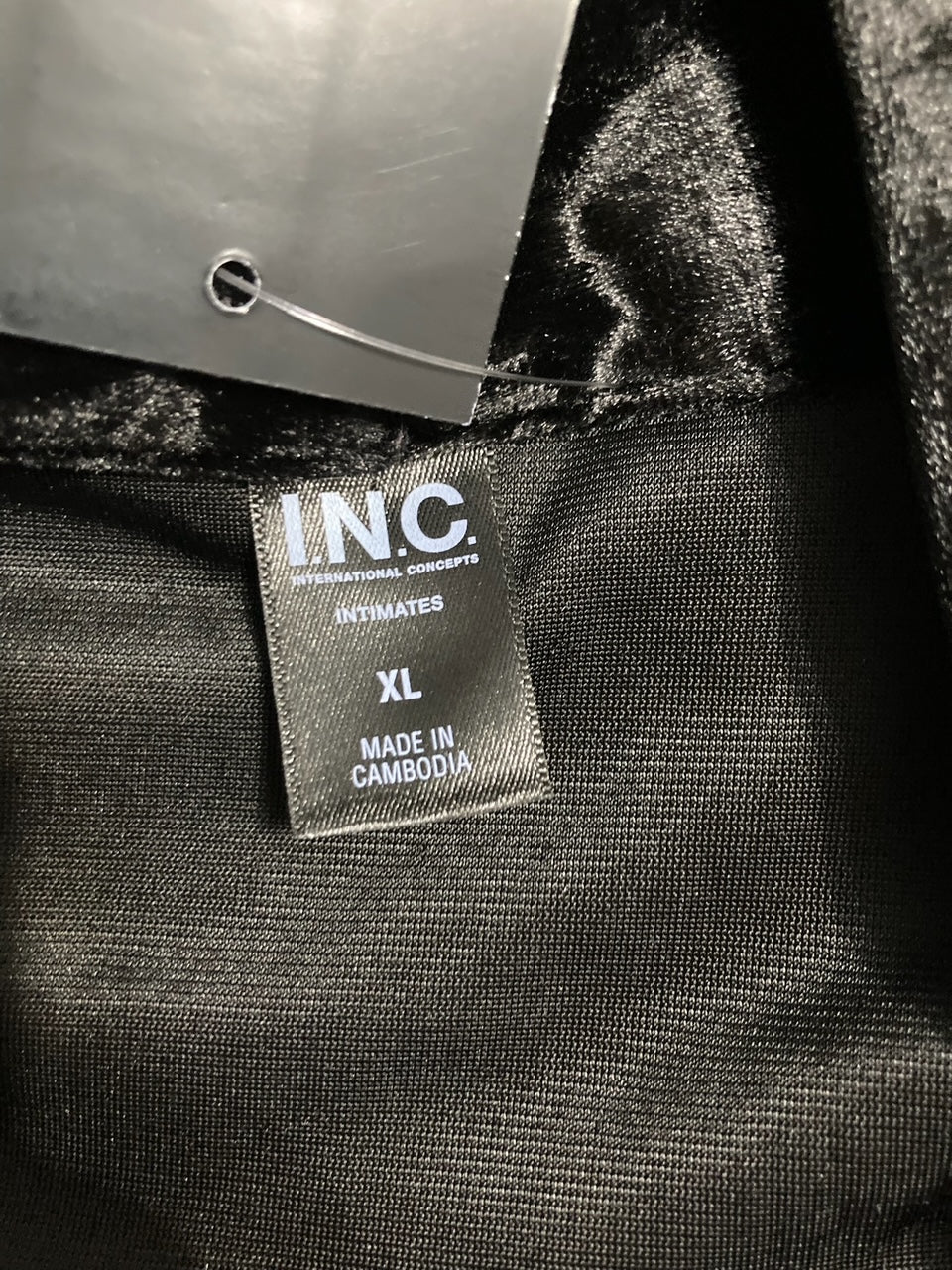 I.N.C 3-Pc.Crushed Velvet Black Pajama Set DEEP BLACK XL