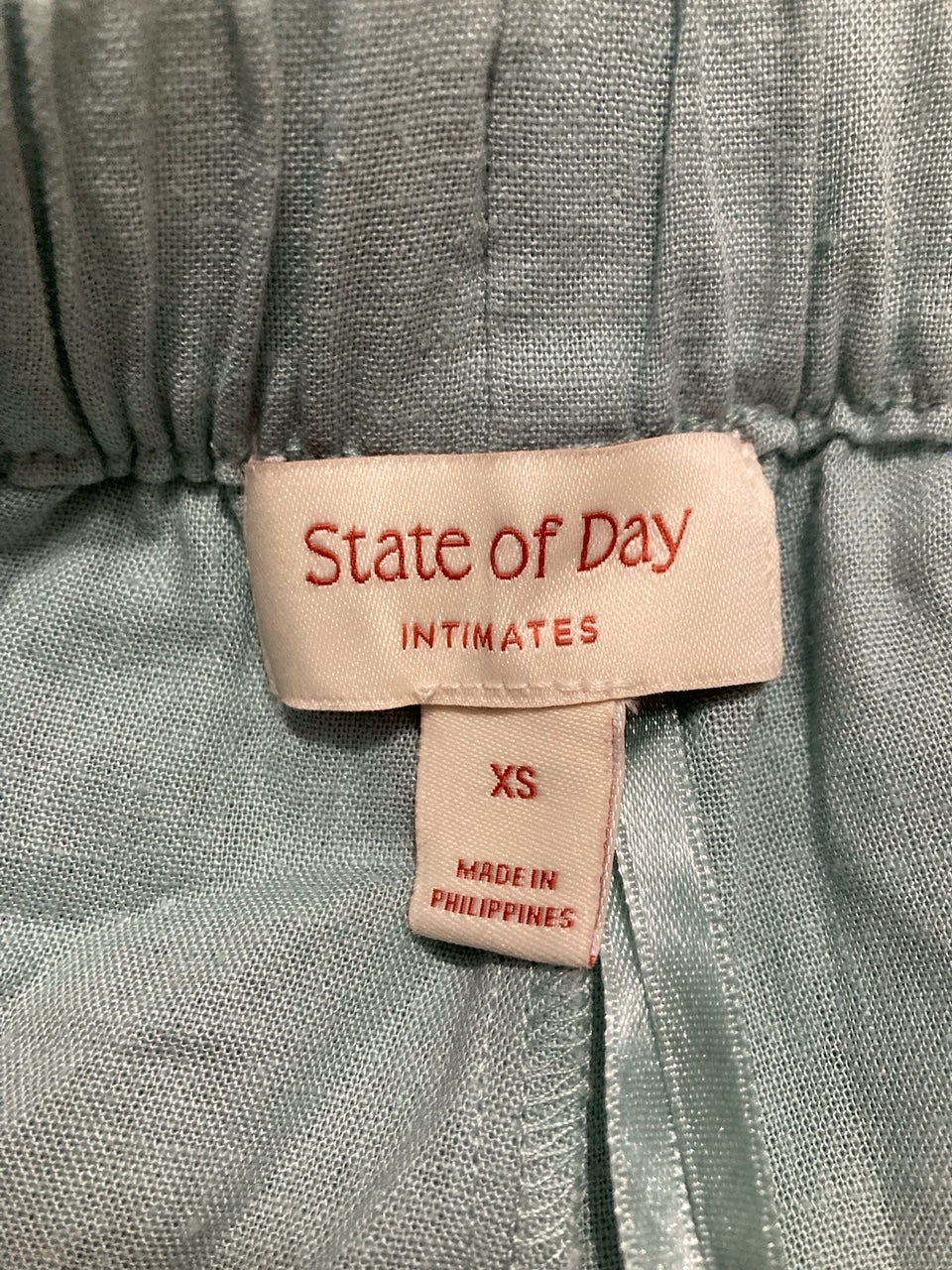 STATE OF DAY Stripe Seersucker Drawstring Shorts BLUE XS