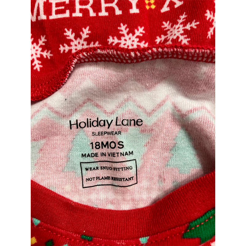 NWD HOLIDAY LANE Sleepwear Merry Mix Cotton Snug Fit Pajama Set RED STAMPS 18M