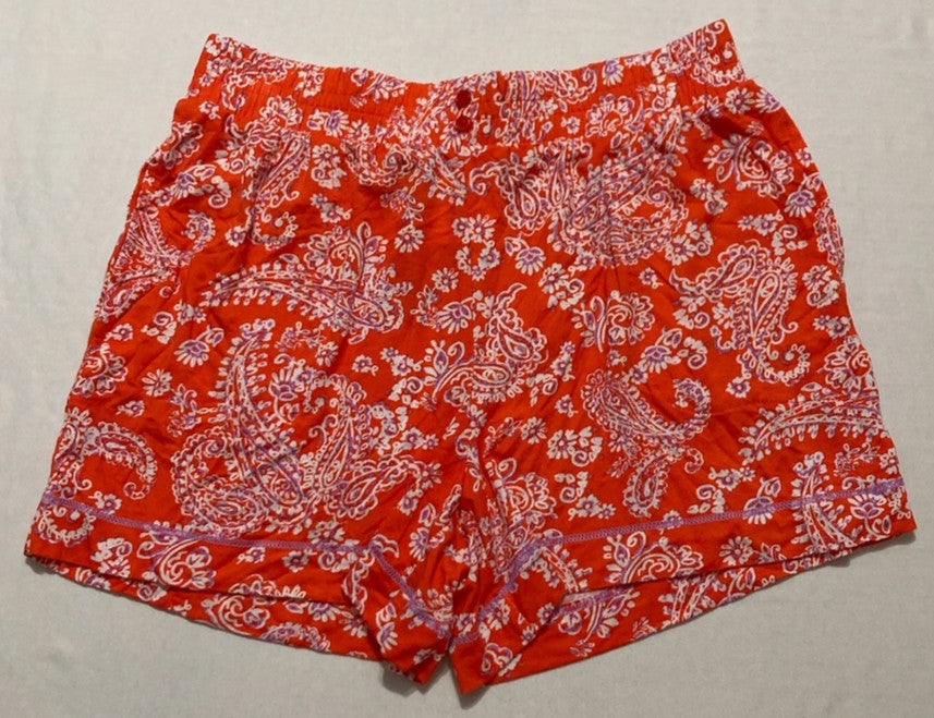 MISMATCHED SANCTUARY Pajama Top Short Sleeve Lounge Shorts Set FLORAL RED S/M