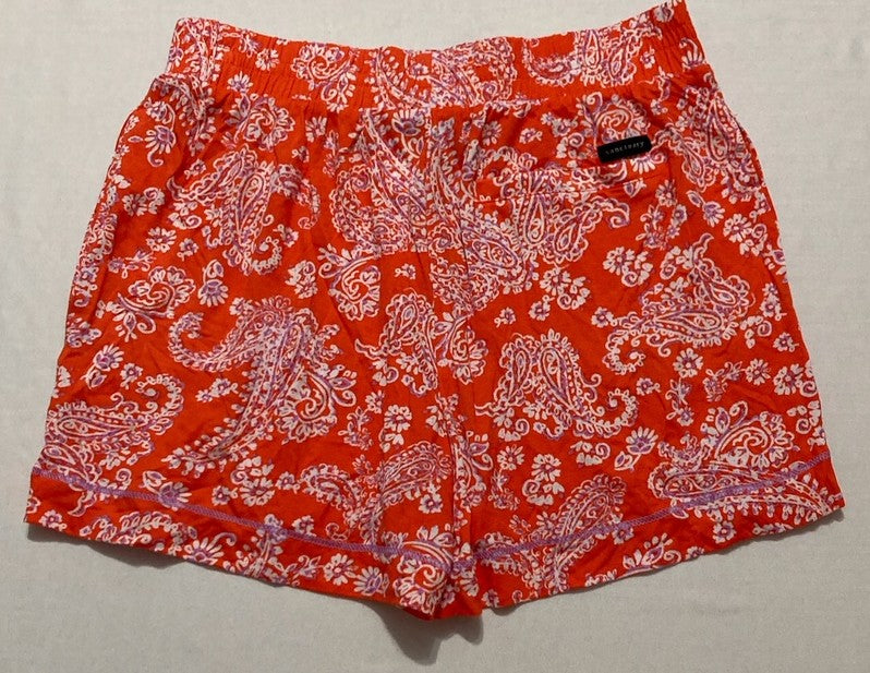 MISMATCHED SANCTUARY Pajama Top Short Sleeve Lounge Shorts Set FLORAL RED S/M
