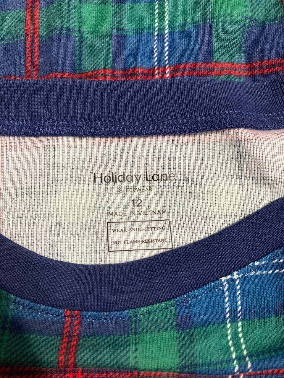 HOLIDAY LANE Family Christmas Long Sleeve Pajama kids GREEN 12