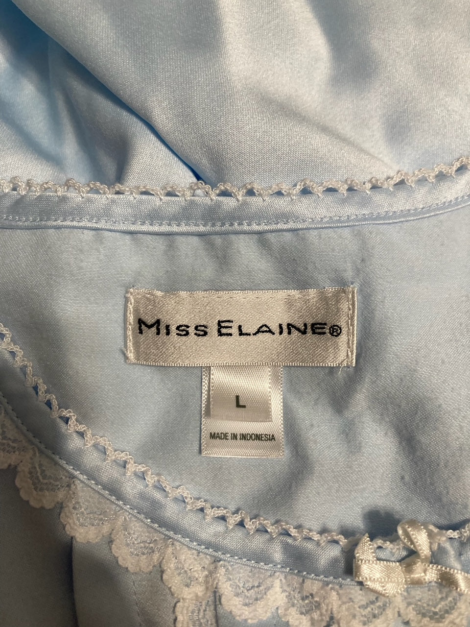 MISS ELAINE Long Nightgown Brushed Back Satin BLUE L