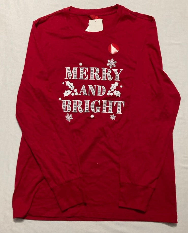 FAMILY PJS It Merry & Bright Pajama Top RED M
