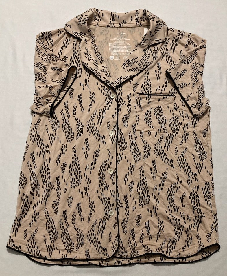 STATE OF DAY Top pajama Short-Sleeve Notched BEIGE XS