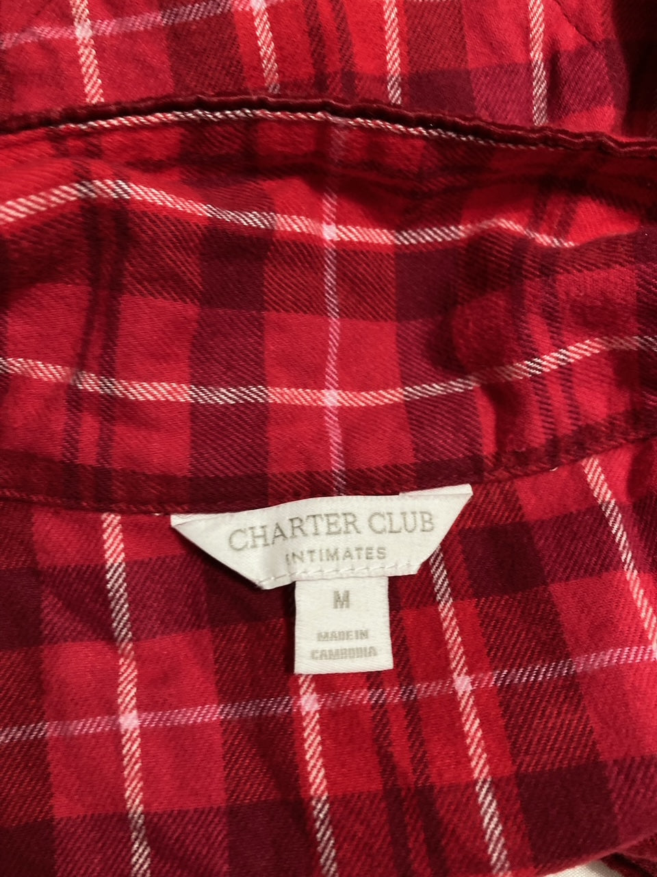 CHARTER CLUB Printed Cotton Flannel Pajama Set RED M