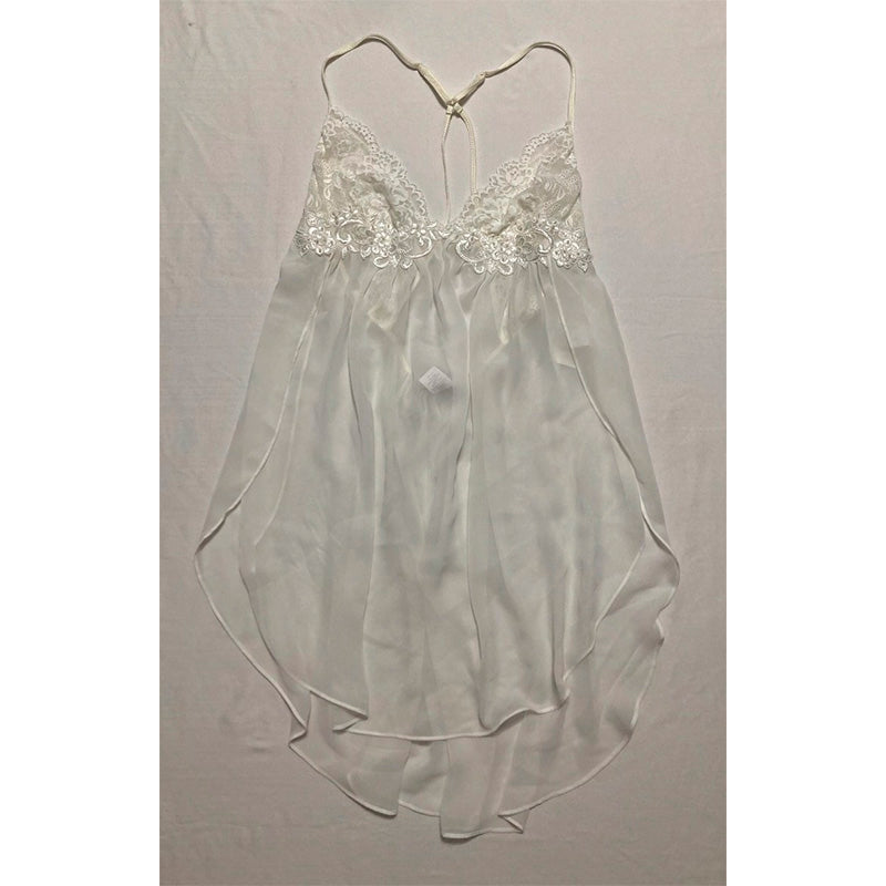 LINEA DONATELLA Juliet Lace-Trimmed Chiffon Chemise IVORY M