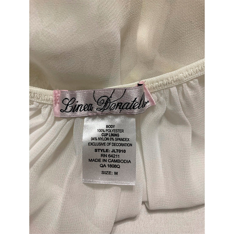LINEA DONATELLA Juliet Lace-Trimmed Chiffon Chemise IVORY M