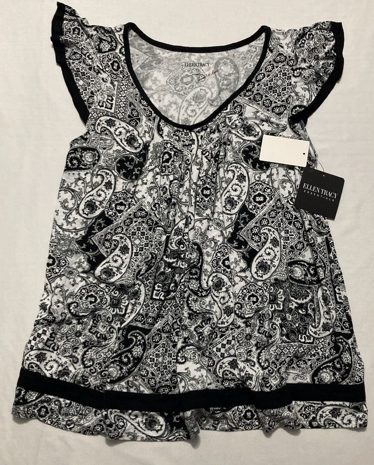 ELLEN TRACY Pajama Top - Soft Stretch BLACK S