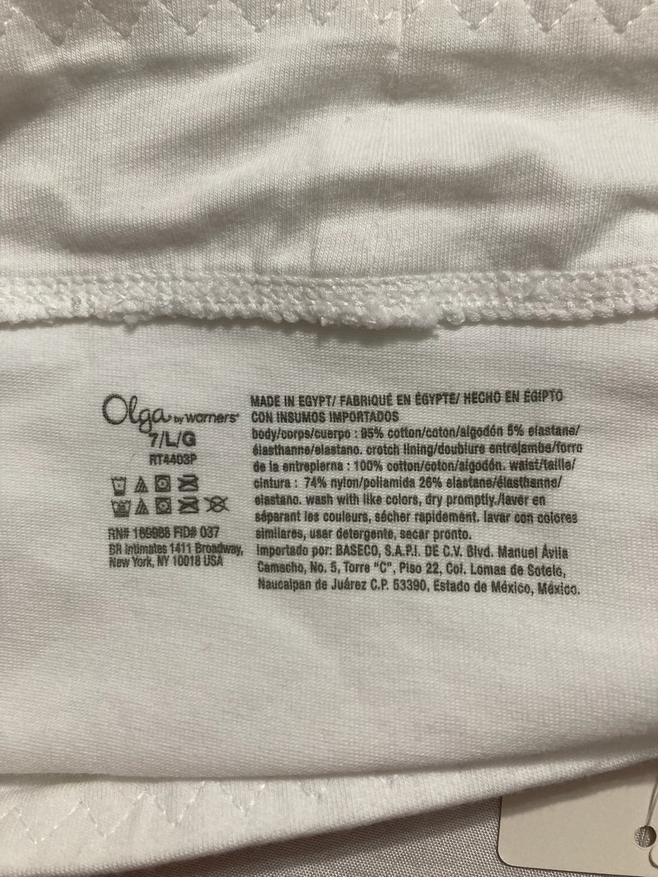 WARNERS No Pinching No Problems Dig-free Mid-waist WHITE L