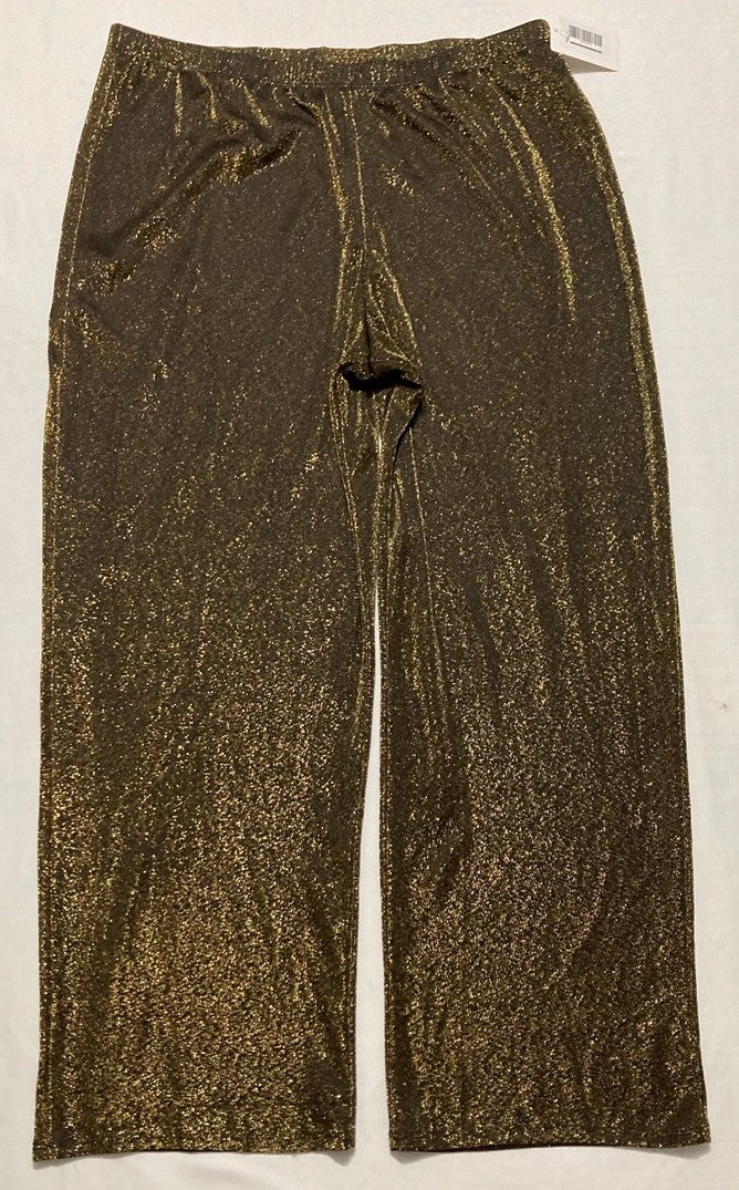 LINEA DONATELLA Metallic Lurex Knit Pajama pants GOLD L
