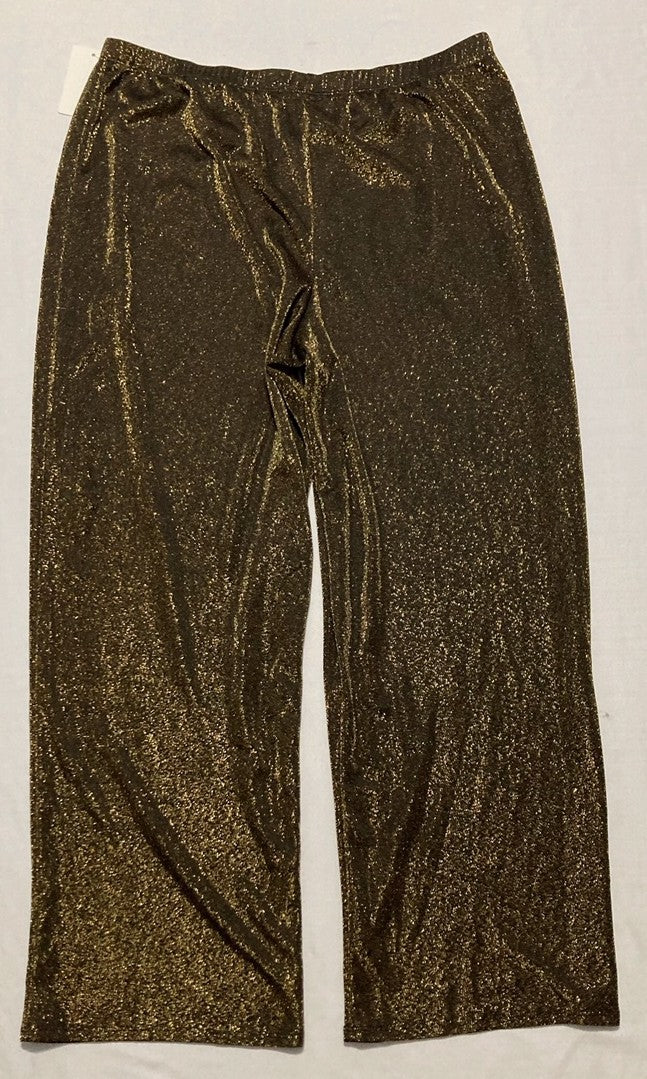 LINEA DONATELLA Metallic Lurex Knit Pajama pants GOLD L