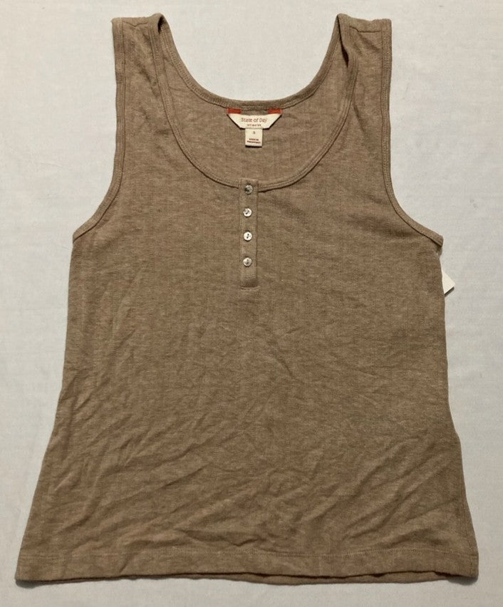 STATE OF DAY Casual Sleeveless Tank Shirt BROWN S