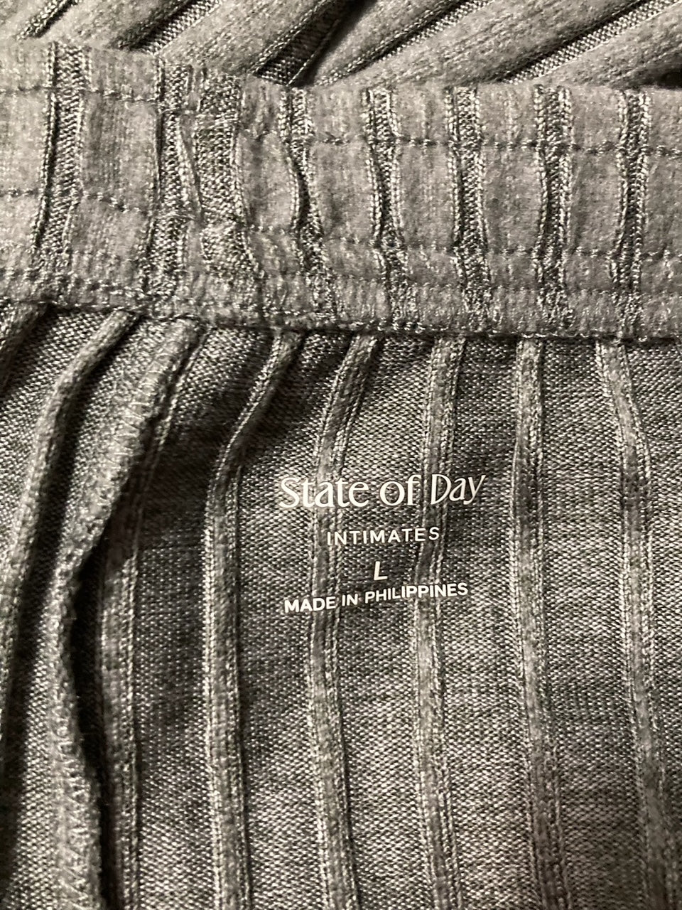 STATE OF DAY Soft Rib-Knit Pajama GRAY L