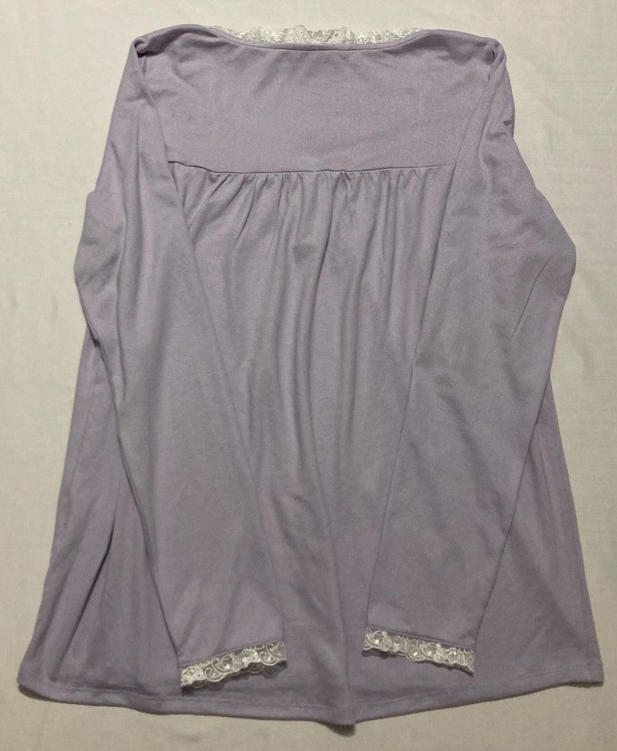 CHARTER CLUB Lace-Trim Henley Pajama Top LILA XS