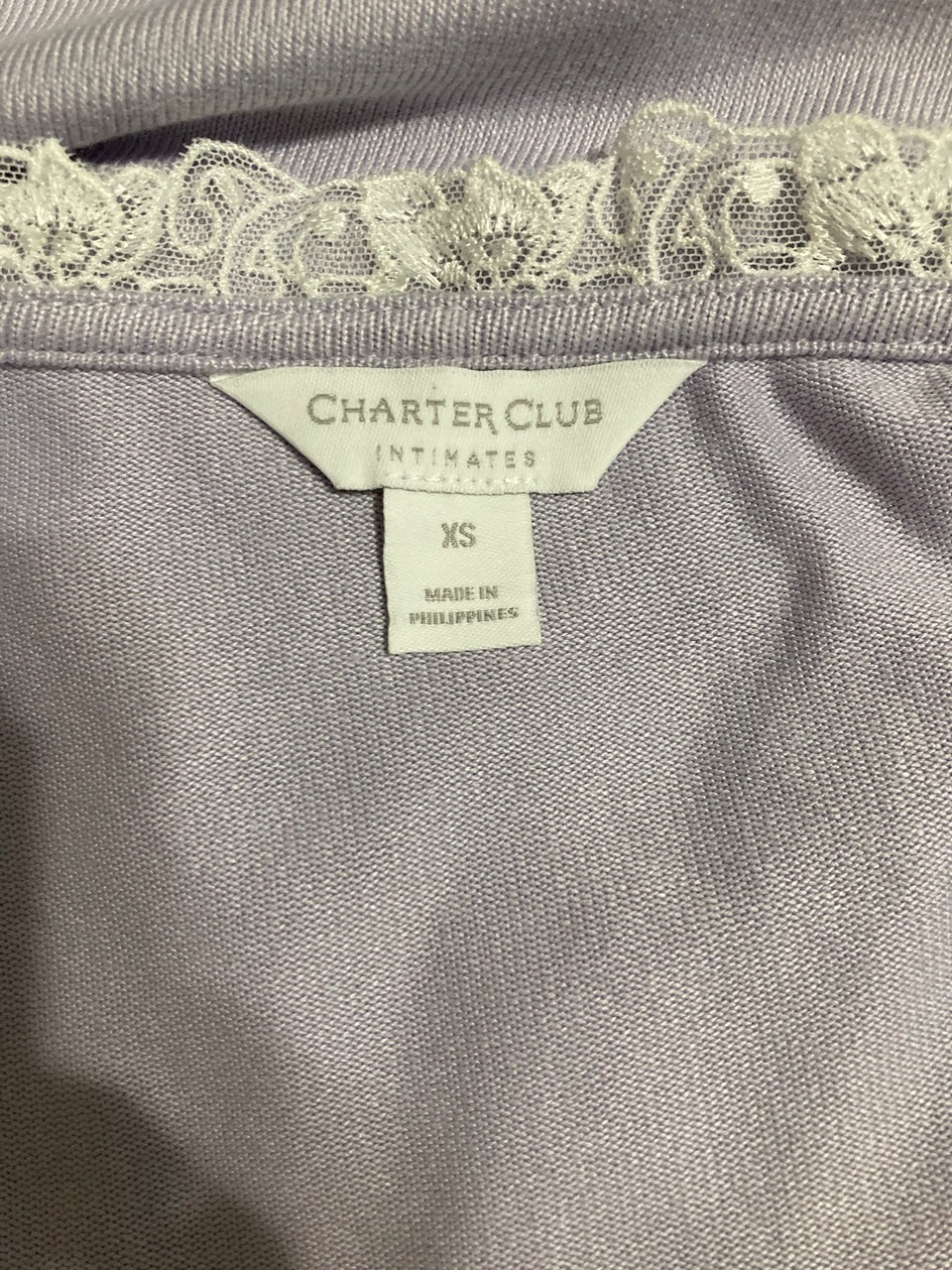 CHARTER CLUB Lace-Trim Henley Pajama Top LILA XS
