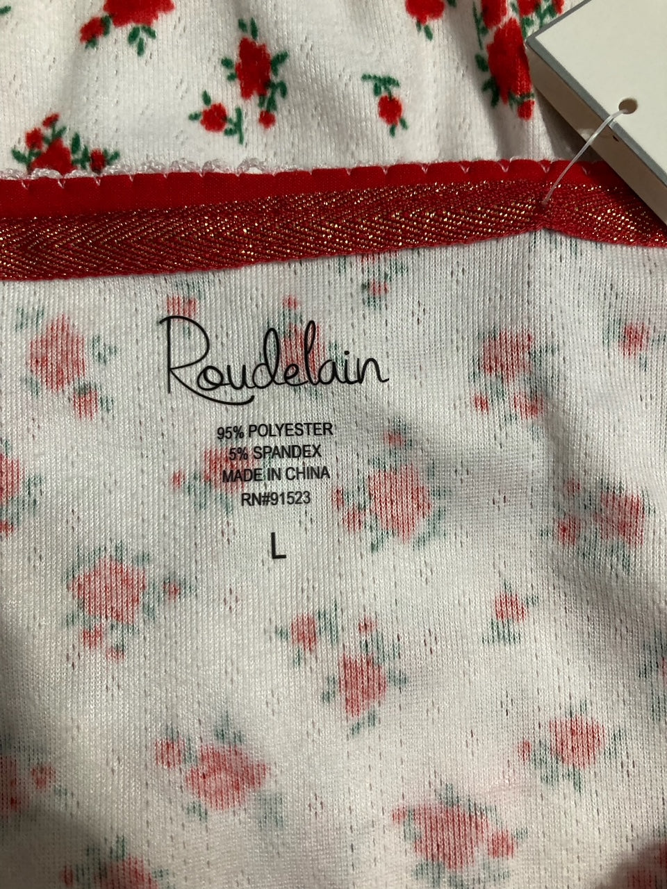 ROUDELAIN Printed Pointelle Long-Sleeve Top WHITE/RED L