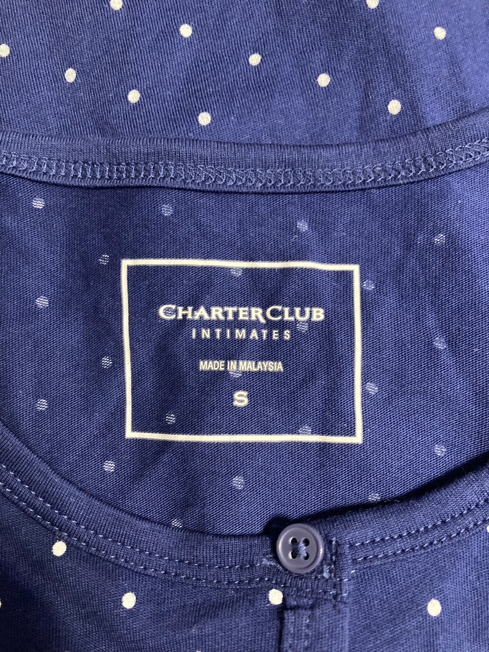 CHARTER CLUB Cotton Printed Cropped Pajama Top POLKA DOTS S