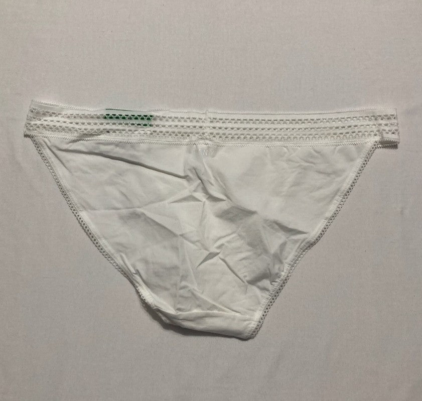 DKNY Classic Cotton Lace Trim Bikini Panty WHITE L