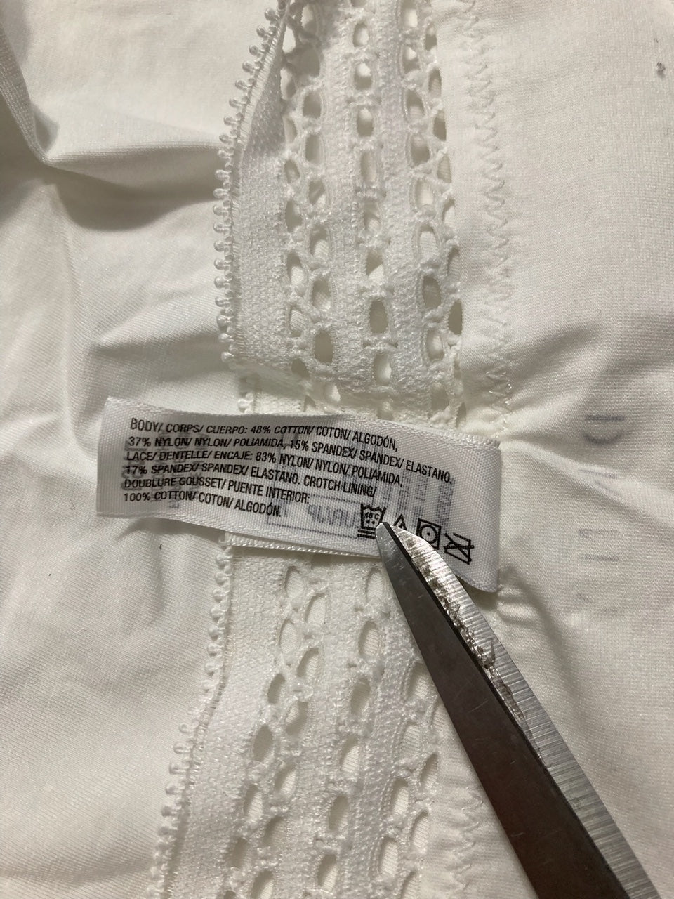 DKNY Classic Cotton Lace Trim Bikini Panty WHITE L