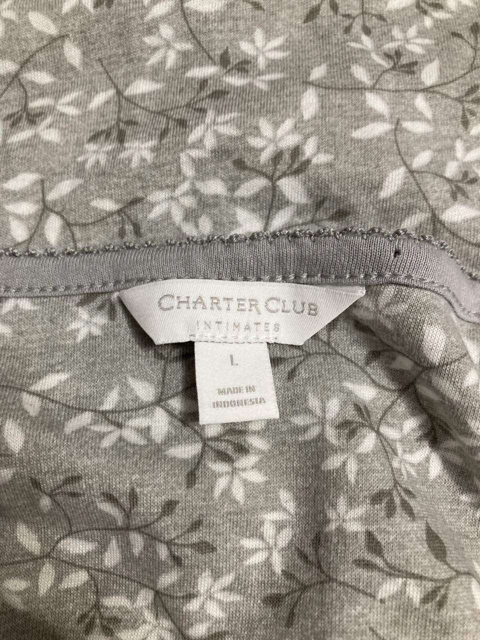 CHARTER CLUB Striped Cotton Sleepwear Pajama top GRAY L