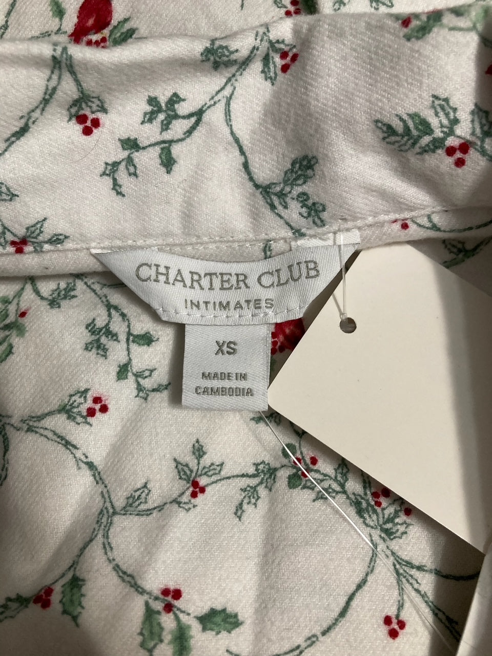 CHARTER CLUB Cotton Pajama Top DELICATE CARDENAL XS