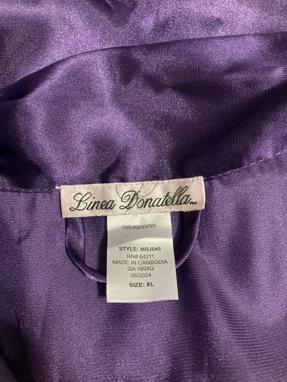 LINEA DONATELLA Marabou Feather-Trimmed Satin Pajama Top PURPLE XL