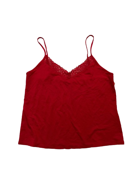 STATE OF DAY Lace Silk Top RED S