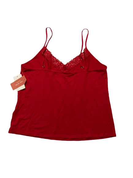 STATE OF DAY Lace Silk Top RED S