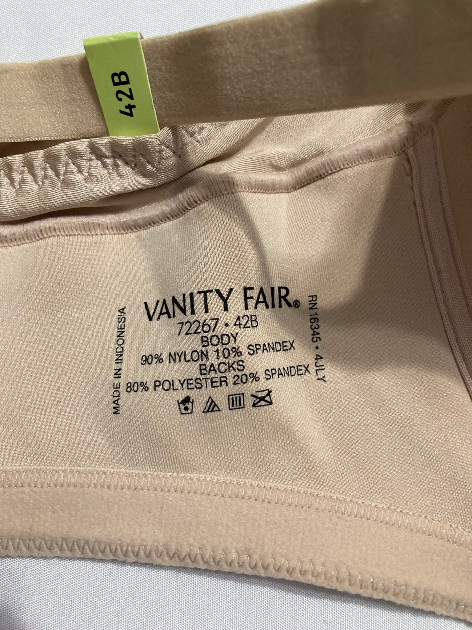 VANITY FAIR Beauty Bra with Extended Side & Back Smoothing BEIGE 42B