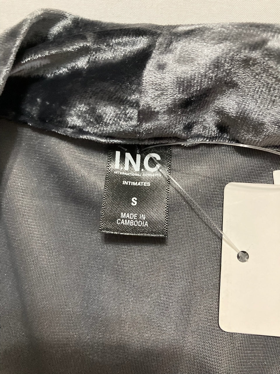 I.N.C Lace-Trim Knit Wrap Robe GRAY S
