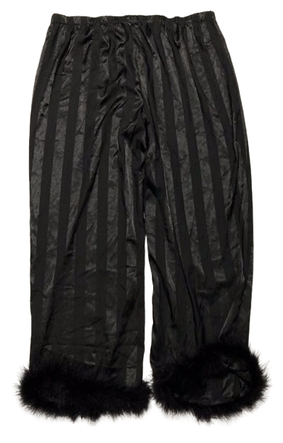 LINEA DONATELLA Satin Feather-Trim Pajama Bottom BLACK XL