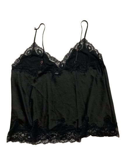 I.N.C Stretch Satin Lace-Trim Tank BLACK XL