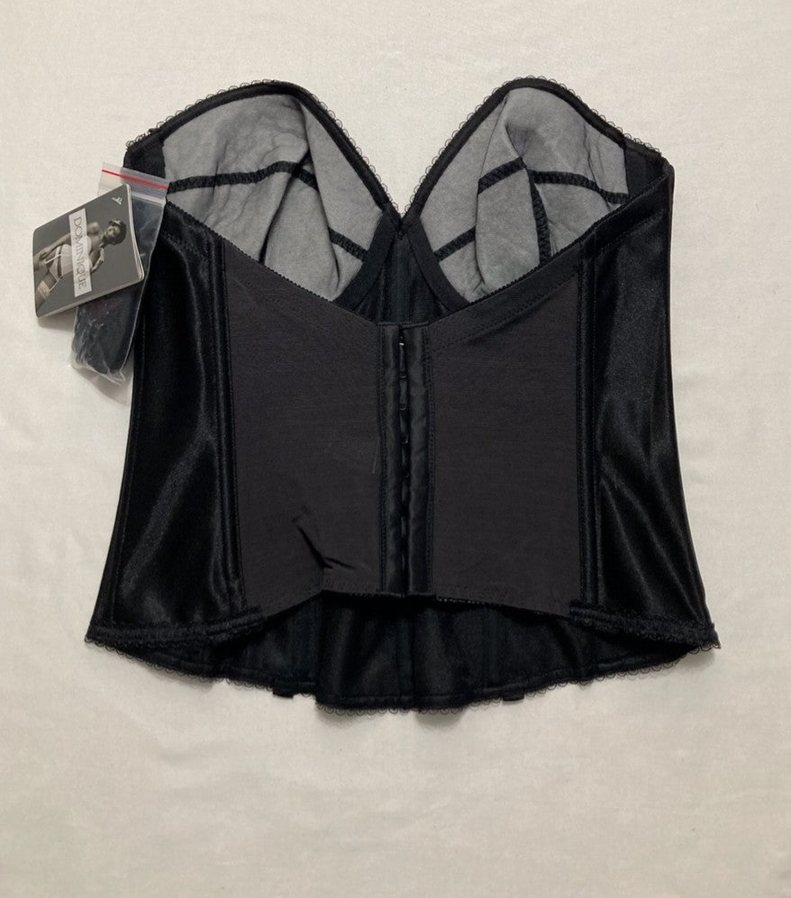 DOMINIQUE Strapless Low Back Satin Longline Bridal Bra Corse BLACK 36B