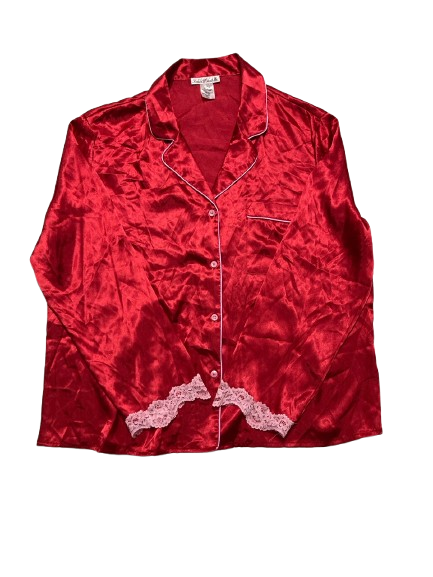 LINEA DONATELLA Red Satin Pajama Top RED L