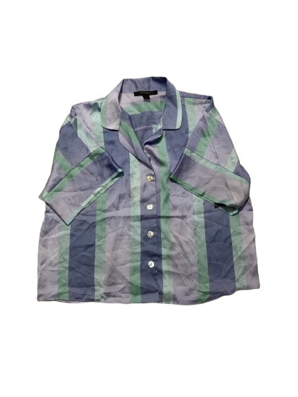 MIDNIGHT Pastel Striped Cropped Button-Up Shirt MULITCOLOR S