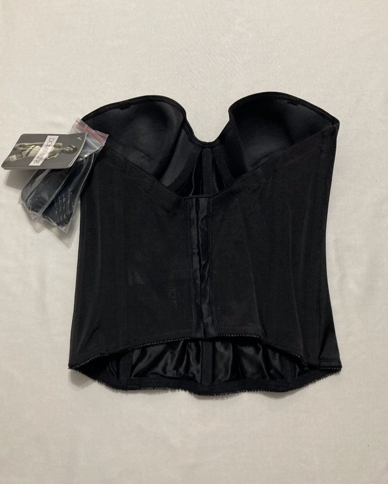 DOMINIQUE Longline Strapless Bra Low Back Hidden Underwire Convertible BLACK 32B