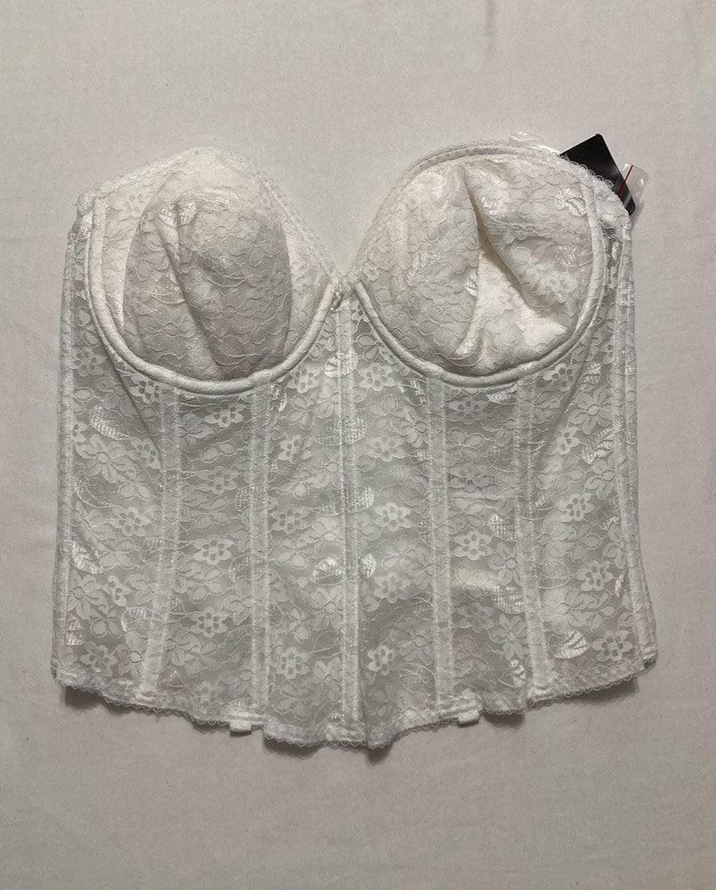 DOMINIQUE Strapless Push-Up Longline Bra Low Back Corset Padded Cups WHITE 38B