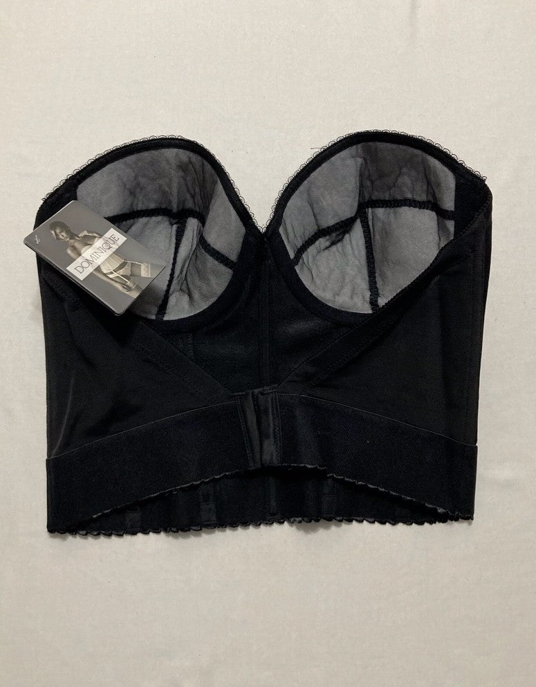 DOMINIQUE Lace Longline Corset Bra Strapless Seamless Full Support BLACK 40D