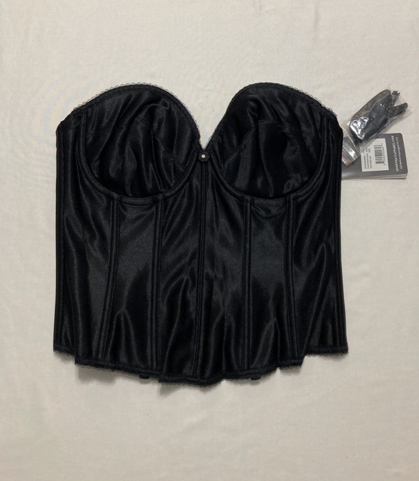 DOMINIQUE Strapless Low Back Satin Longline Bridal Bra BLACK 38B