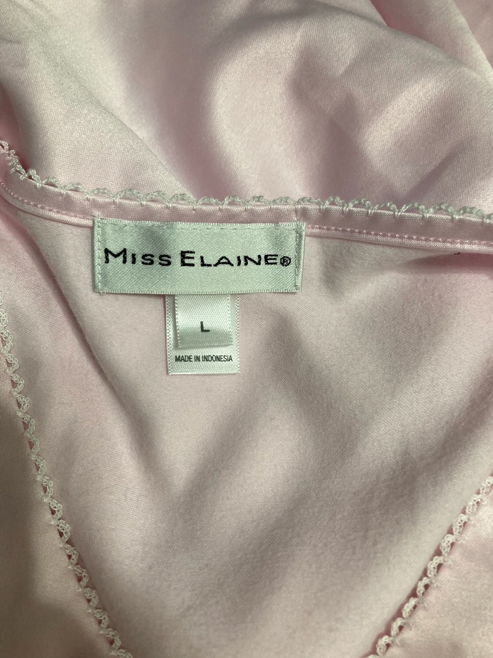 MISS ELAINE Long Nightgown, Brushed Back Satin PINK L