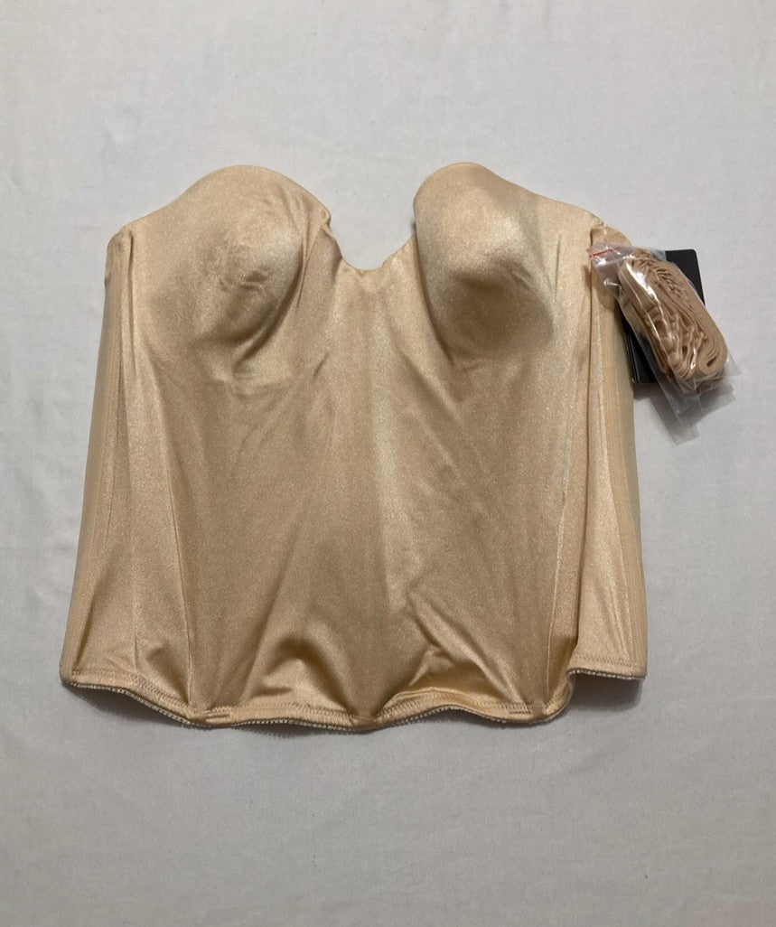 DOMINIQUE Longline Strapless Bra Low Back Hidden Underwire Convertible NUDE 36B