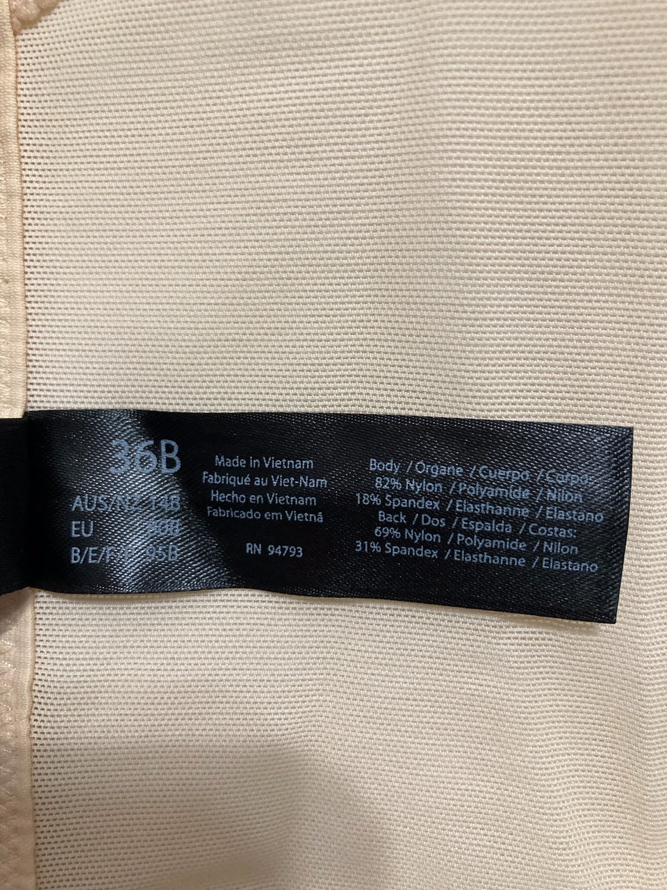 DOMINIQUE Longline Strapless Bra Low Back Hidden Underwire Convertible NUDE 36B
