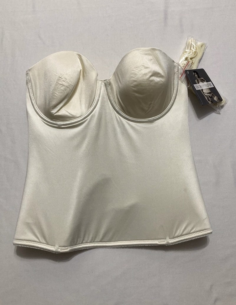 DOMINIQUE Seamless Padded Longline Strapless Bra Detachable Garters BONE 36C